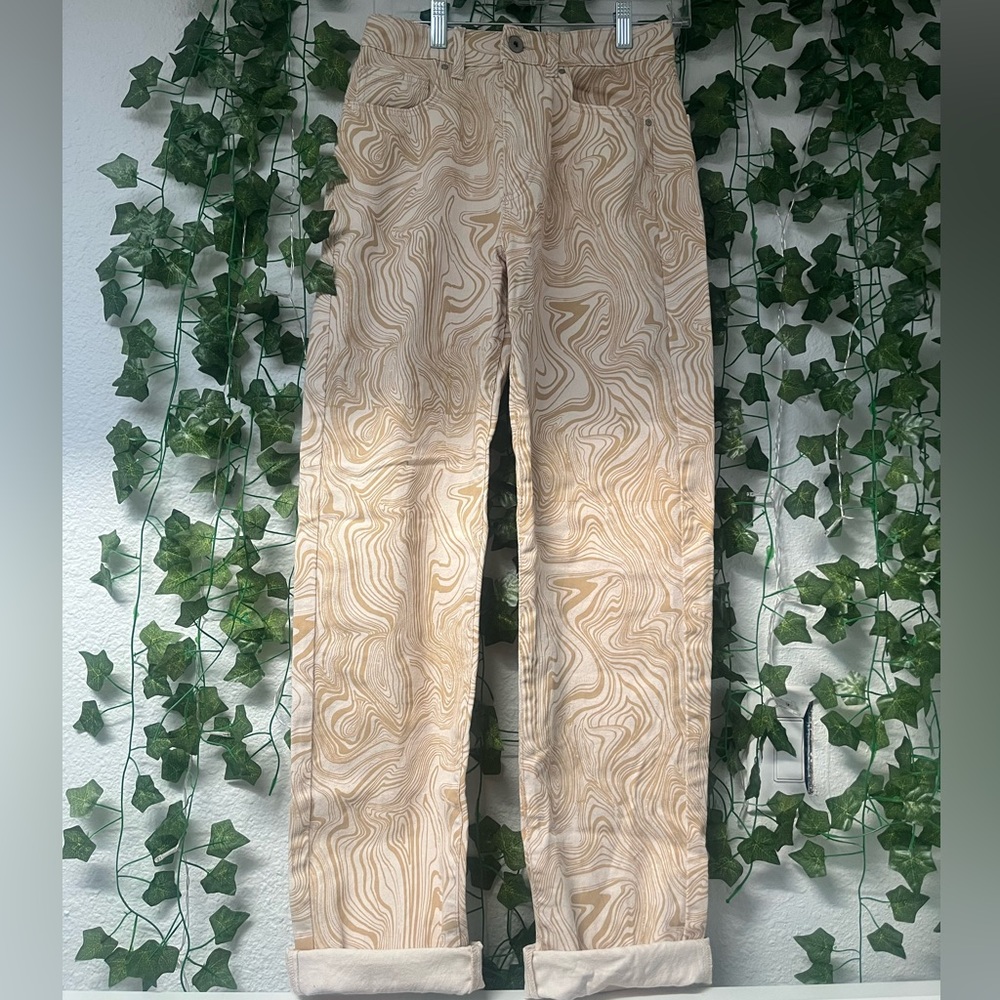 Cotton On Beige Swirl Long Straight Leg Pants